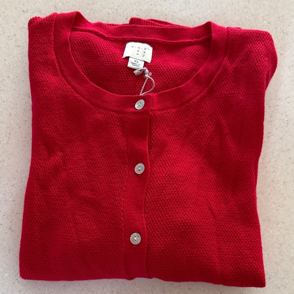 a new day Red Button-Front Women's Cardigan Sweater